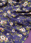 Шелковый крепдешин с цветочным принтом на темно-фиолетовом фоне (00266) фото 4