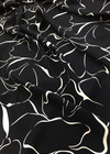 Шелковый крепдешин черный с линейными белыми цветами (00271) фото 2