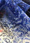 Шелковая органза в оттенках синего с купонным принтом (00365) фото 3