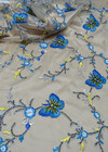 Сетка с вышивкой нюдовая с яркими бабочками (00379) фото 1