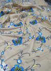 Сетка с вышивкой нюдовая с яркими бабочками (00379) фото 2