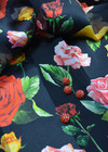 Шелк деворе с яркими розами на черном фоне (00383) фото 3