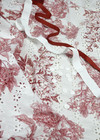 Шитье хлопок с бордовыми цветами на белом фоне (00384) фото 3