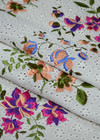 Хлопок шитье с шелковой цветочной вышивкой на белом фоне (00389) фото 4