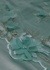 Сетка с вышивкой и объемными цветами в ментоловом цвете (00391) фото 4