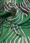 Шелковый шифон в сочном зеленом оттенке с графичным принтом (00405) фото 2