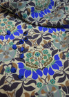 Матовый шелк с мелким принтом в бежево-синих тонах (00406) фото 1