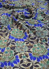 Матовый шелк с мелким принтом в бежево-синих тонах (00406) фото 3