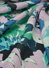 Лен со стилизованными крупными цветами в холодных оттенках (00418) фото 1