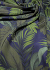 Матовый шелк с листьями на сине-фиолетовом фоне (00420) фото 3