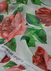 Шелковый шифон с красными розами на белом фоне (00434) фото 2