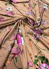Трикотаж холодная вискоза карамельного цвета с цветами (00493) фото 1