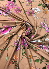 Трикотаж холодная вискоза карамельного цвета с цветами (00493) фото 2