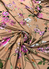 Трикотаж холодная вискоза карамельного цвета с цветами (00493) фото 3