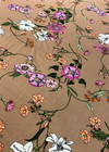 Трикотаж холодная вискоза карамельного цвета с цветами (00493) фото 4