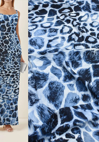 Ткань шелк голубой жираф DG-76411